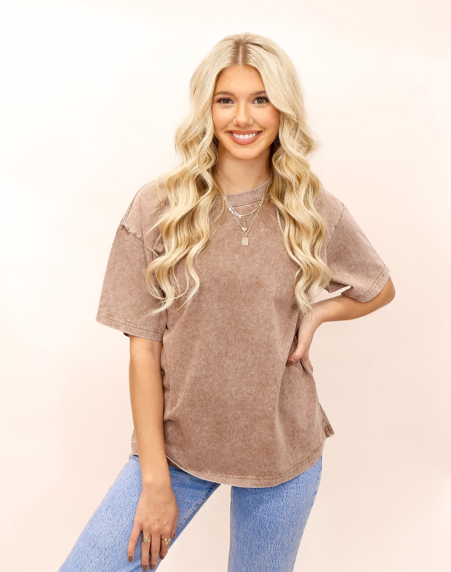 Sunset Essential Oversized Acid Wash Tee