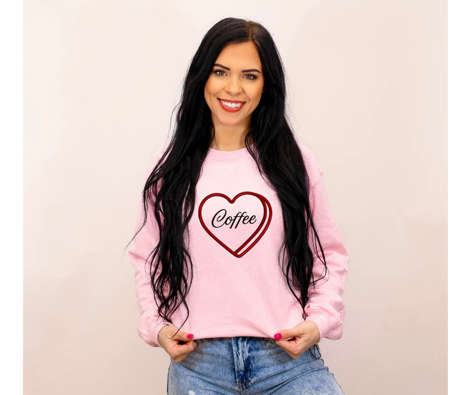 Dogs, Coffee or Books Conversation Heart Embroidered