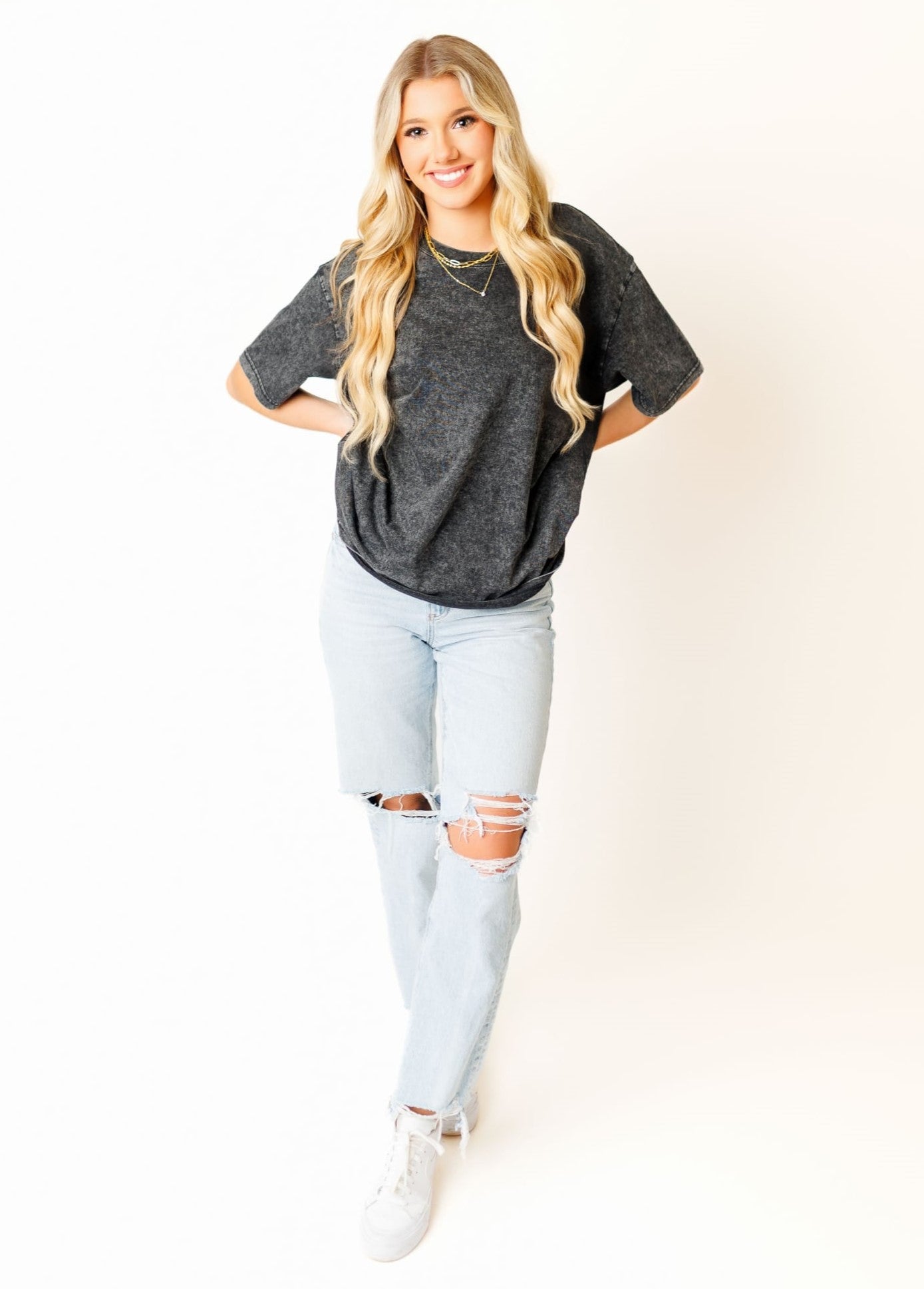 Sunset Essential Oversized Acid Wash Tee