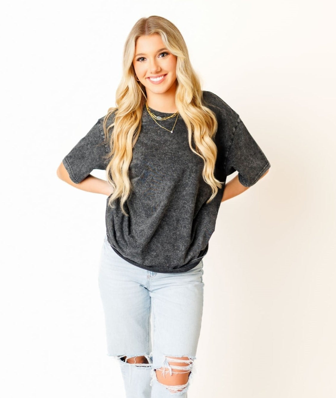 Sunset Essential Oversized Acid Wash Tee